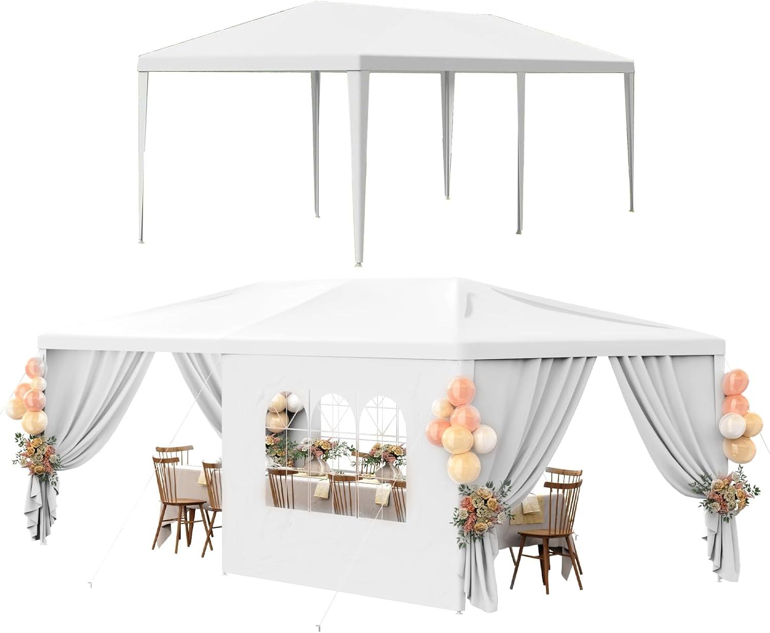 White 10x20 Outdoor Canopy Tent with Removable Sidewalls