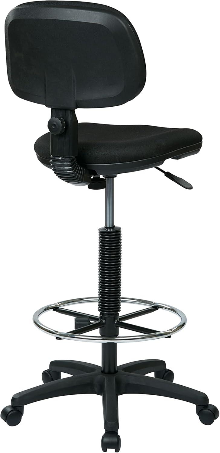 Ergonomic Black Nylon Drafting Chair with Adjustable Footrest