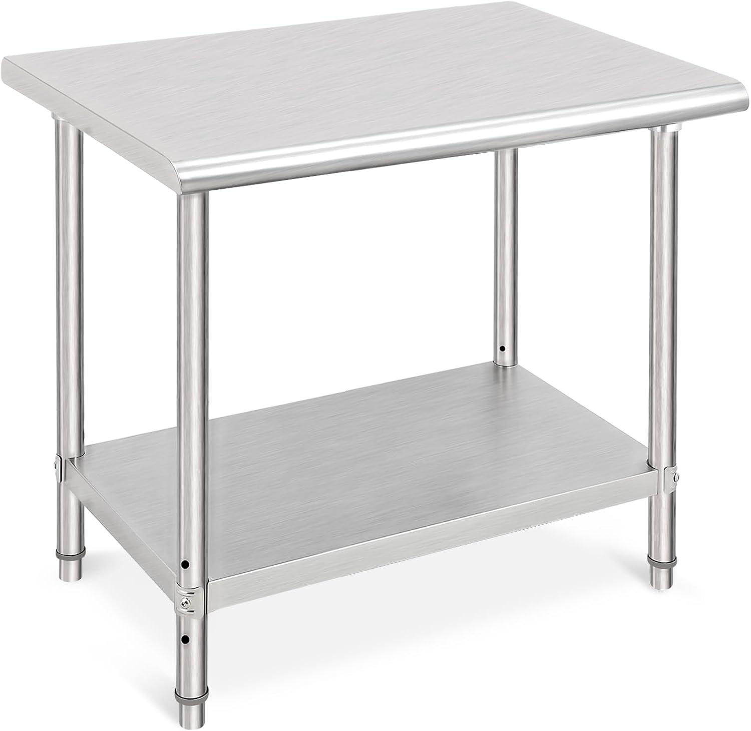 Stainless Steel Table Commercial Work Table,NSF Three Layer Workbench Heavy Duty Prep Worktable