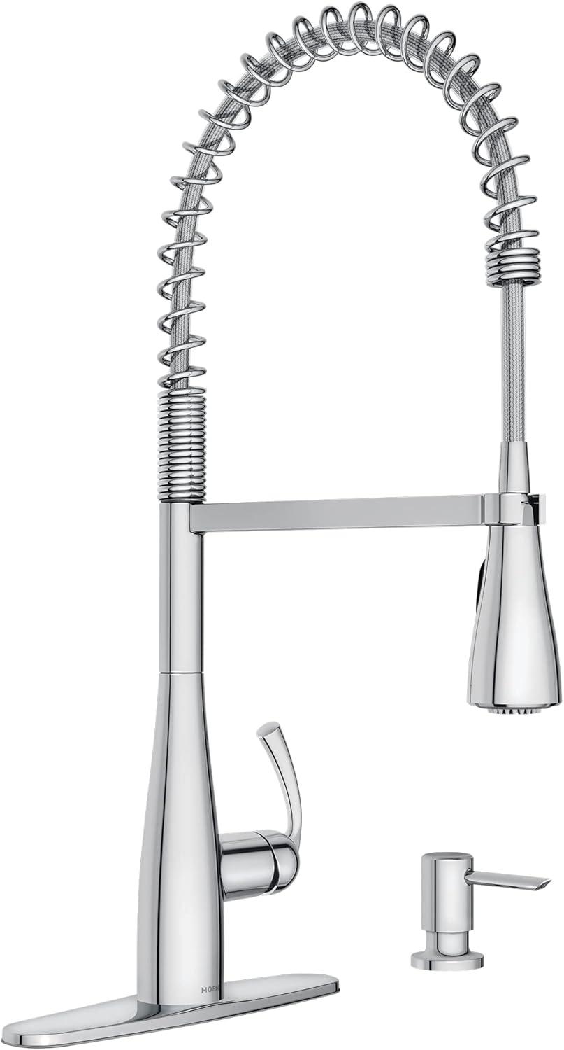 Essie Chrome High Arc Pull-Down Kitchen Faucet with Soap Dispenser