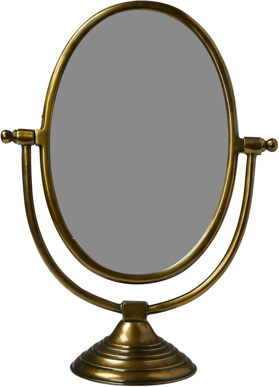 Creative Co-Op Antique Aluminum Swivel Vanity Mirror, Brass