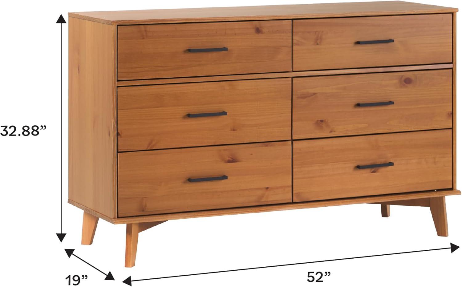 Modern Solid Wood 6-Drawer Dresser with Metal Handles