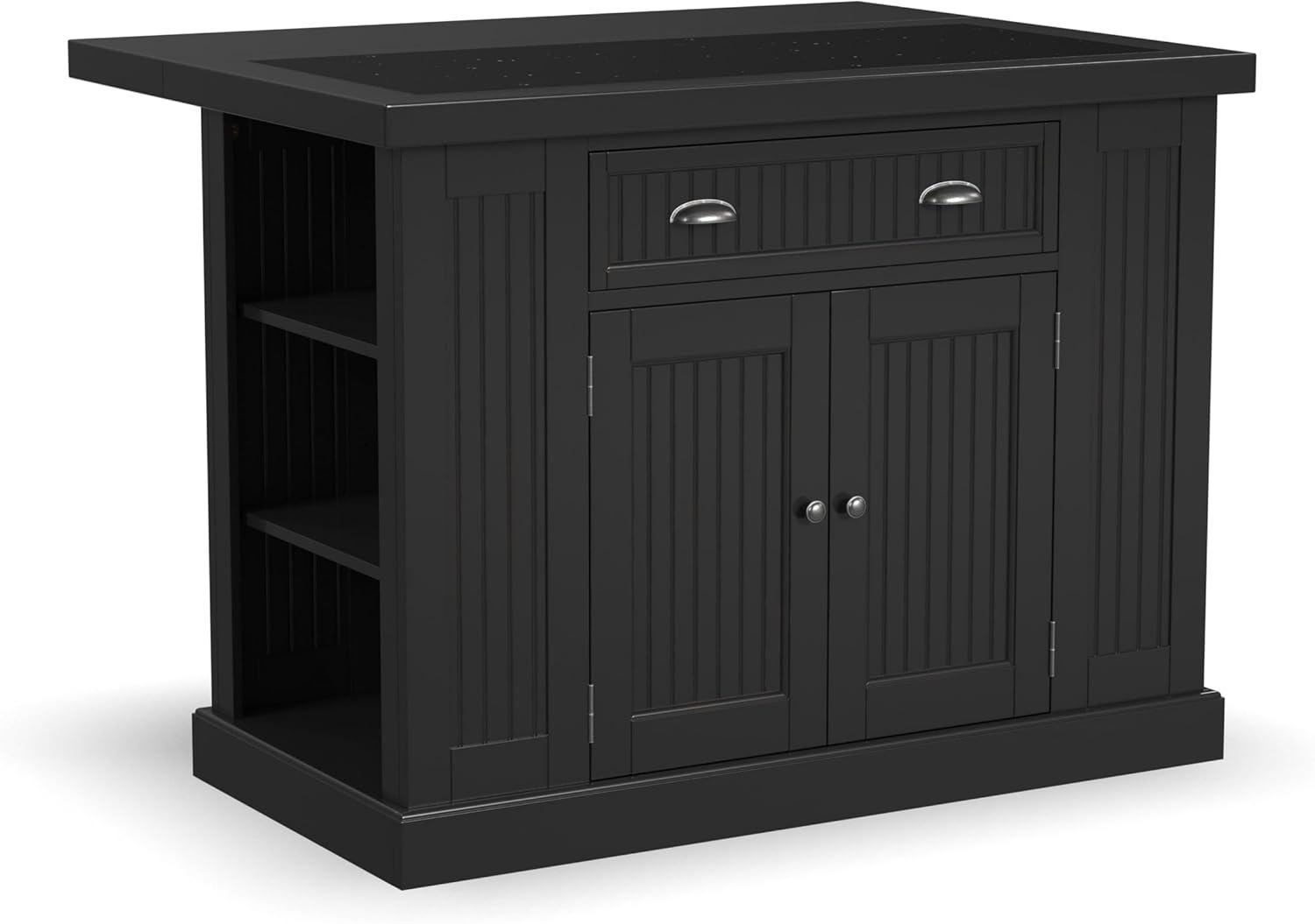 Homestyles Nantucket Wood Kitchen Island in Black