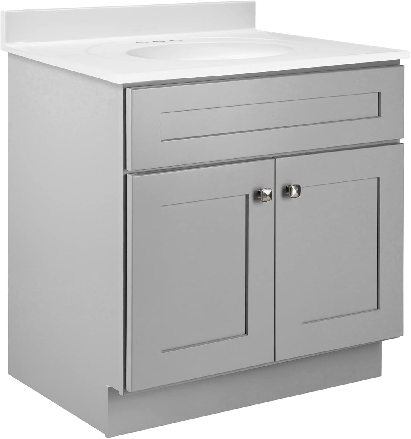 Brookings 30 Inch Bathroom Vanity, Solid Wood, Ready to Assemble