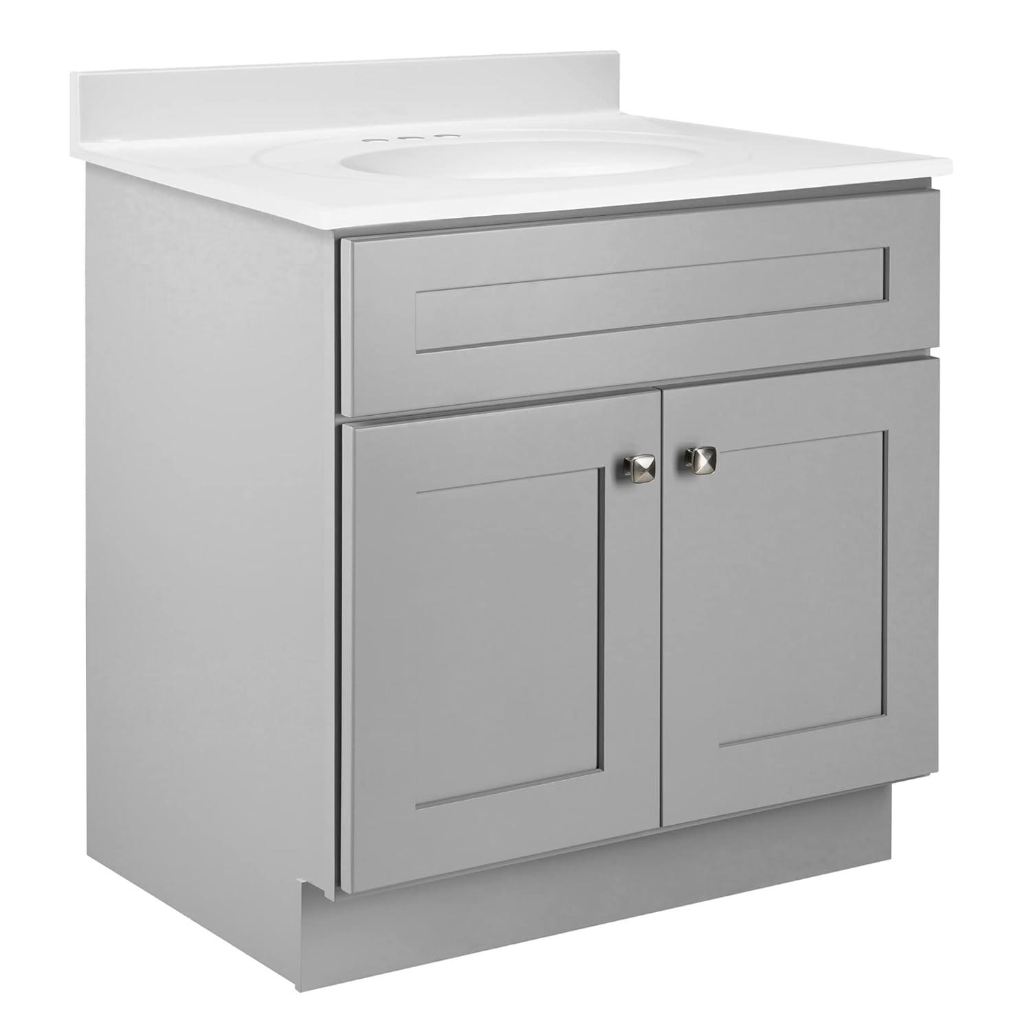 Design House Brookings 30 Inch Bathroom Vanity, Ready to Assemble, Solid Wood, Sherwin Williams – Design House, 587089