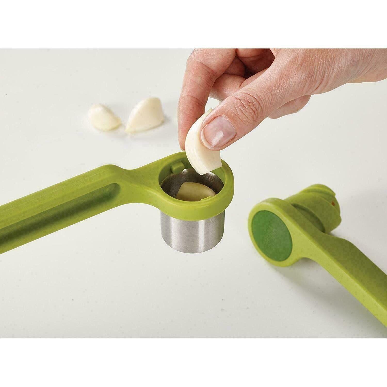 Green Ergonomic Twist-Action Stainless Steel Garlic Press