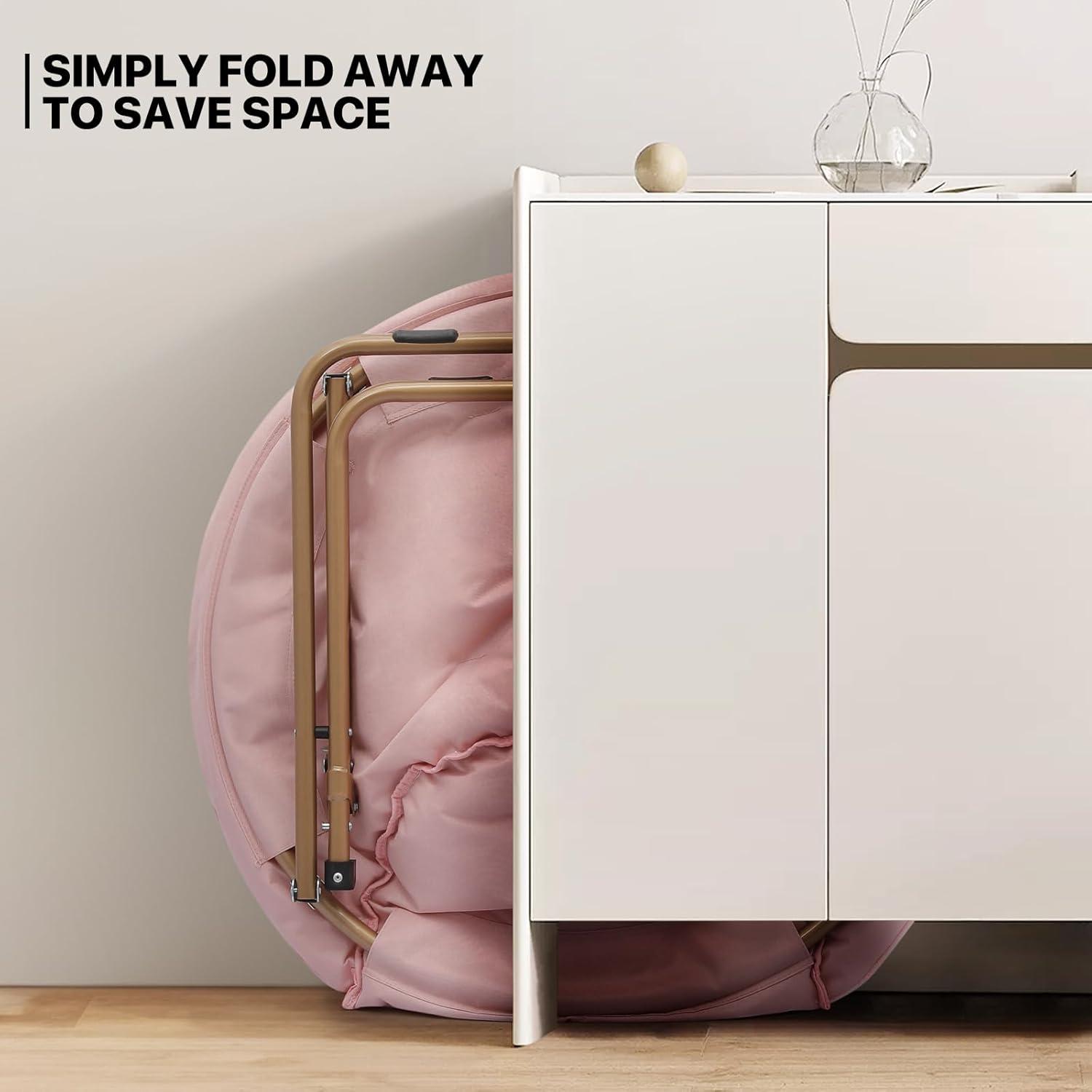 Mercer41 Amey Foldable Round Saucer Chair Portable Dorm Chair Lounge Chair Accent Chair for Bedroom Living Room