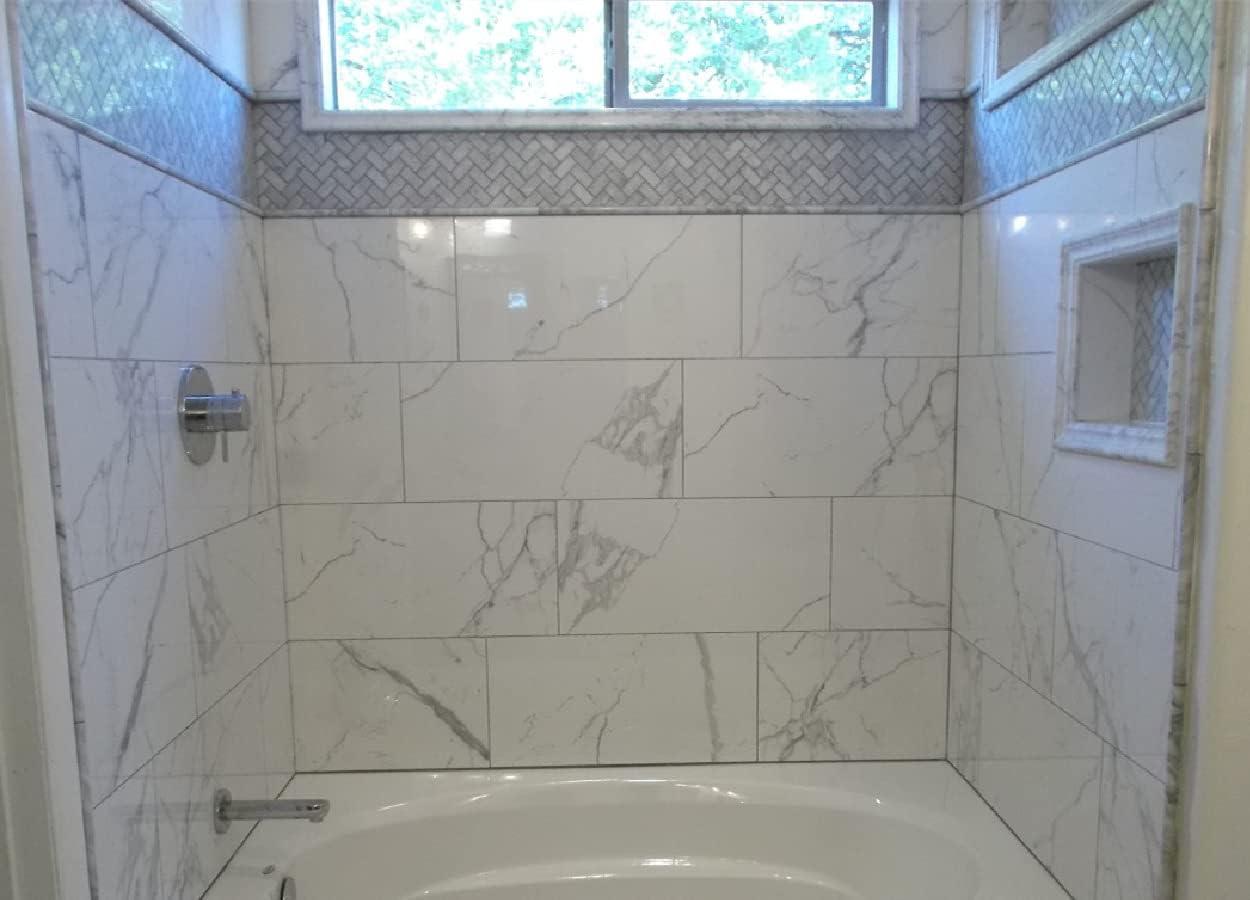 Carrara White Marble Herringbone Mosaic Tile Sheet