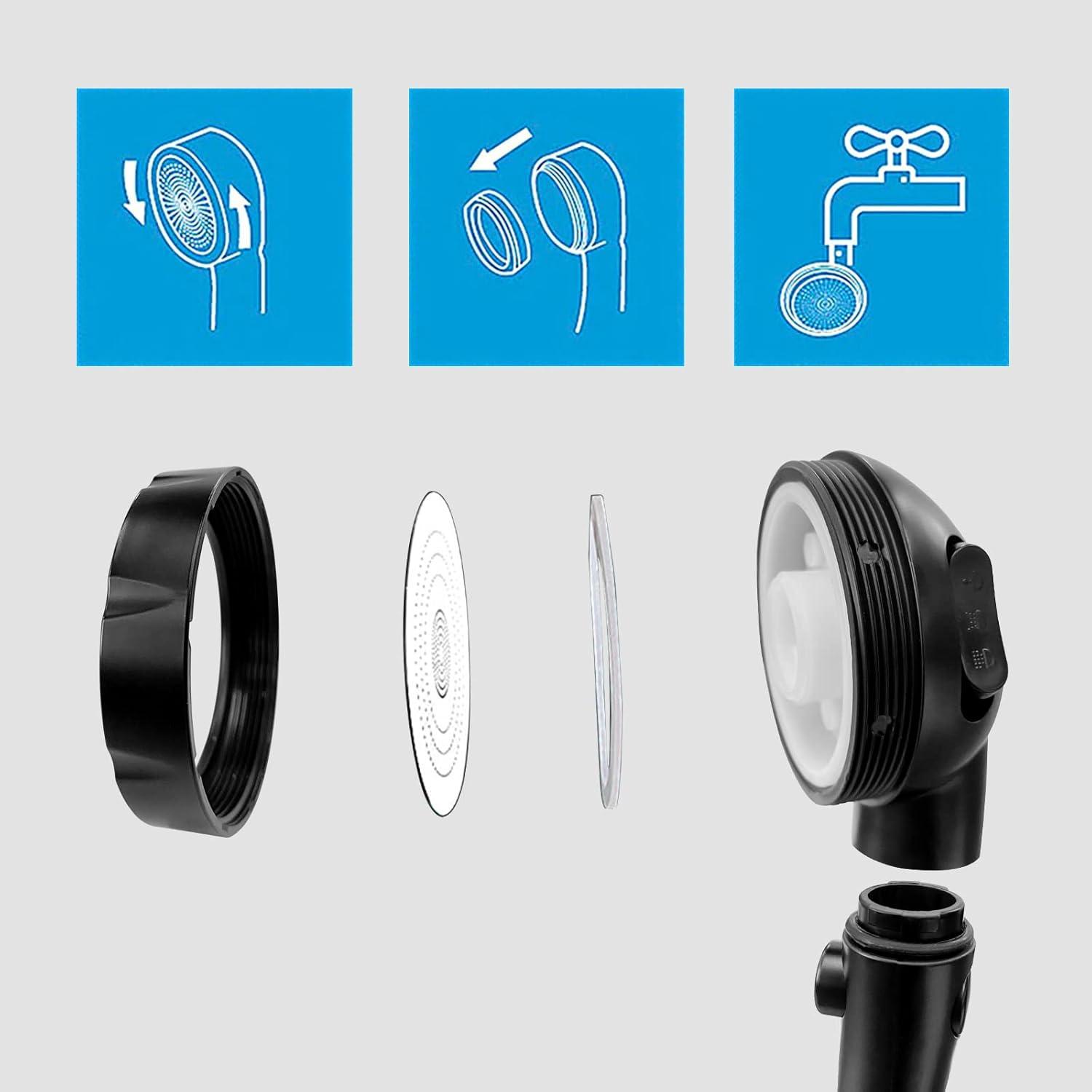 KAIYING Drill-Free High Pressure Handheld Shower Head with ONOFF Pause Switch 3 Spray Modes Water Saving Showerhead Detachable Puppy Shower Accessories (MShower Head (Chrome)+Bracket + Hose)