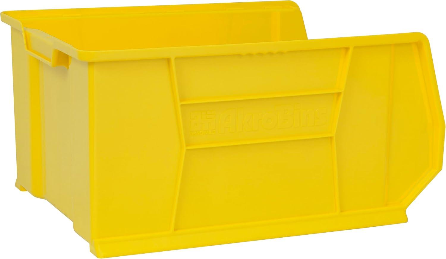Yellow Heavy-Duty Plastic Stackable Storage Bin