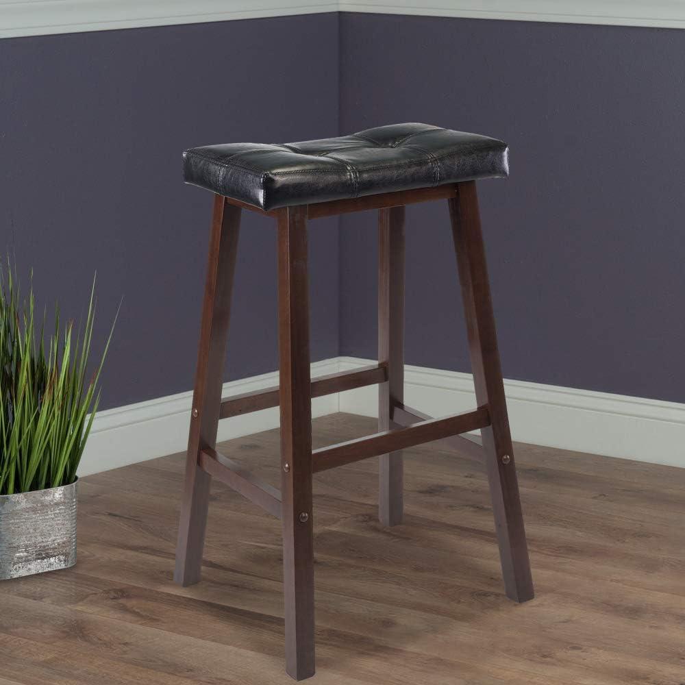 Winsome  Mona Cushion Saddle Seat Bar Stool Black & Walnut