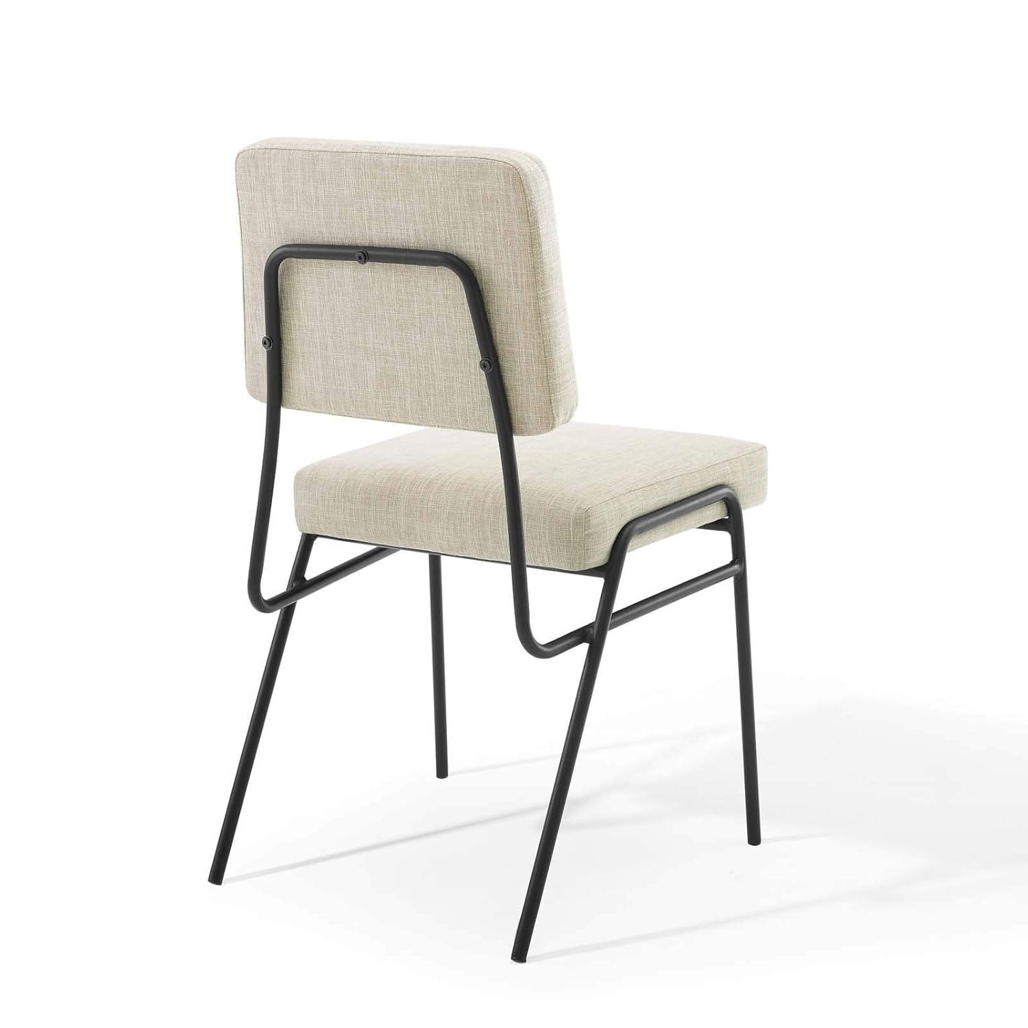 Modway Craft Dining Side Chair Upholstered Fabric Set of 2 in Black Beige