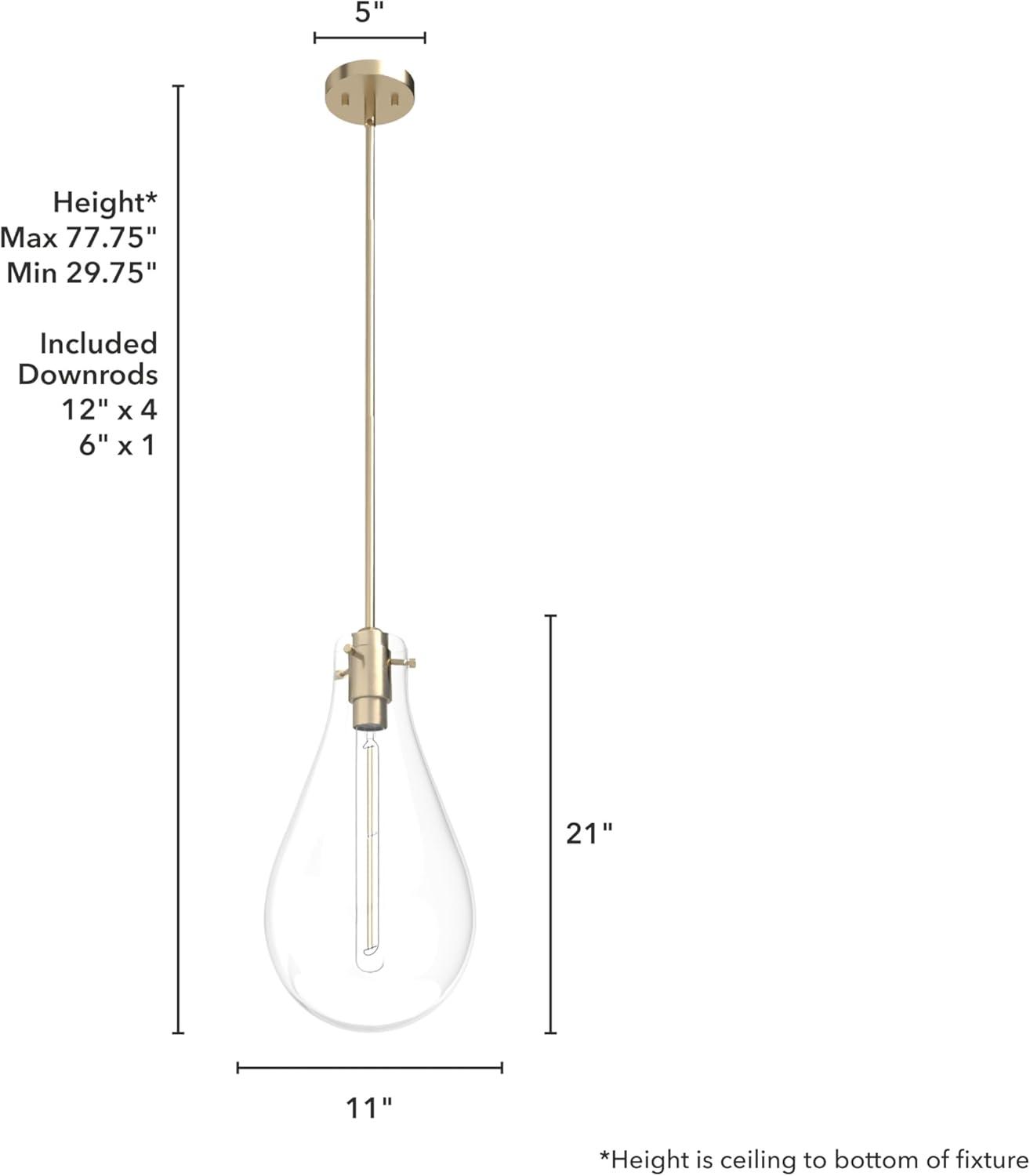 Hunter - Lundin 1-light Alturas Gold, Medium Size Pendant Light, Dimmable, Formal Style, Teardrop Shaped, for Bedrooms, Kitchens, Dining, Living Rooms - 19564