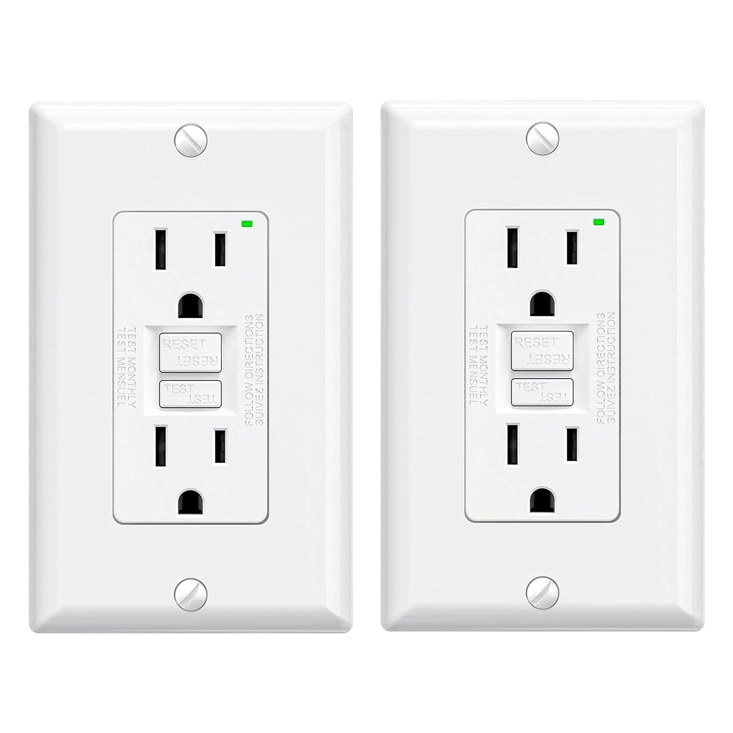 15amp Weather Resistant GFCI Outlet, Tamper Resistant GFI Receptacle with LED Indicator, Decor Wall Plate and Screws Included, ETL Certified, White 4 Pack