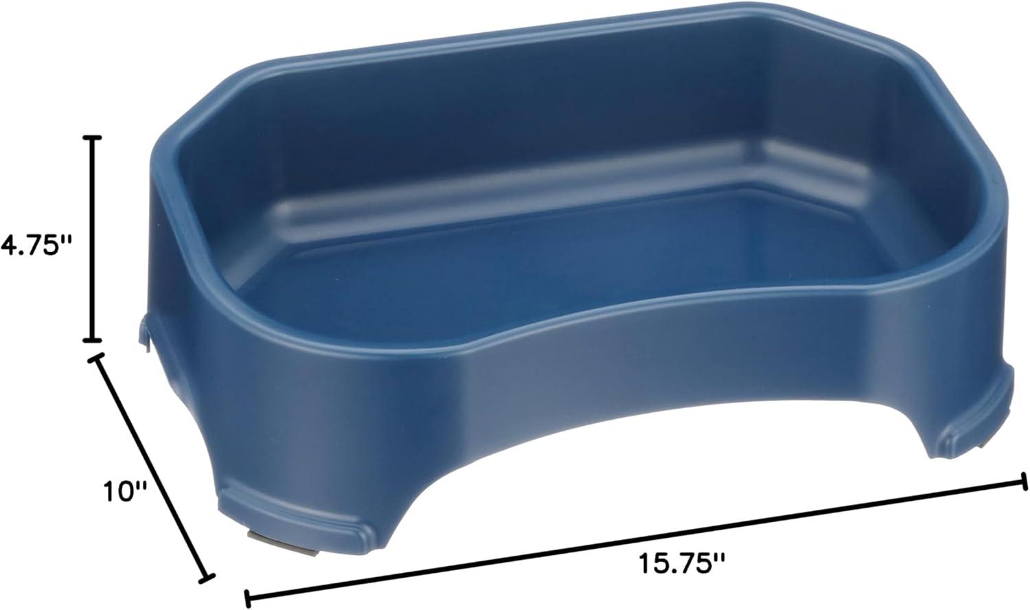 Dark Blue Extra Large Plastic Dog Bowl with Non-Skid Feet