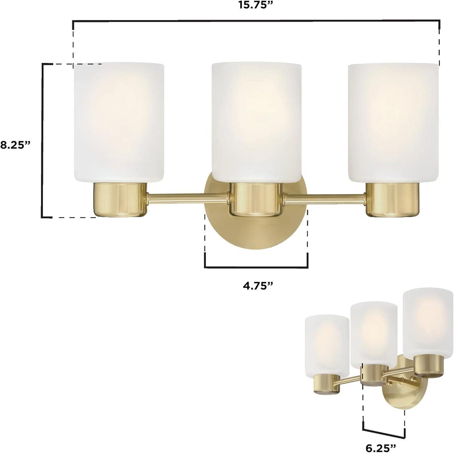 Westinghouse Lighting 6126700 Sylvestre Three Light Wall Fixture with Frosted Glass, Champagne Brass