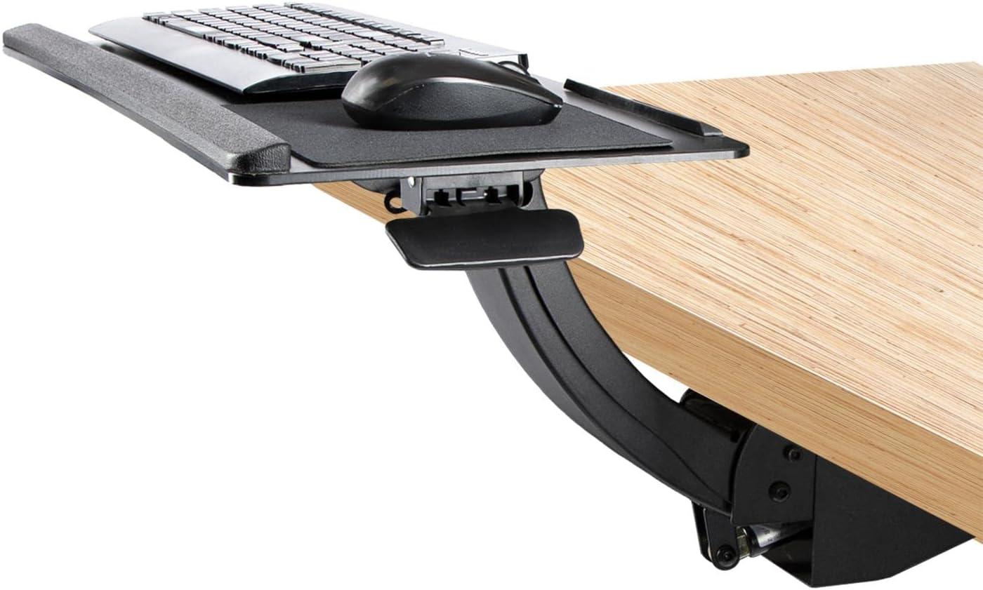 StarTech.com Under Desk-Mount Keyboard Tray - 26.4” Wide - Adjustable - Ergonomic Slide-Out Keyboard Shelf with Tilt and Swivel (KBTRAYADJ), Black
