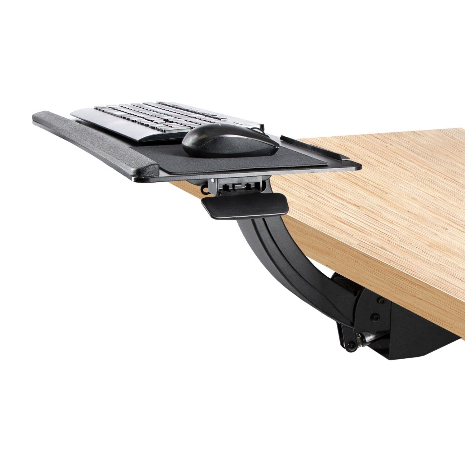 StarTech.com Under Desk-Mount Keyboard Tray - 26.4” Wide - Adjustable - Ergonomic Slide-Out Keyboard Shelf with Tilt and Swivel (KBTRAYADJ), Black