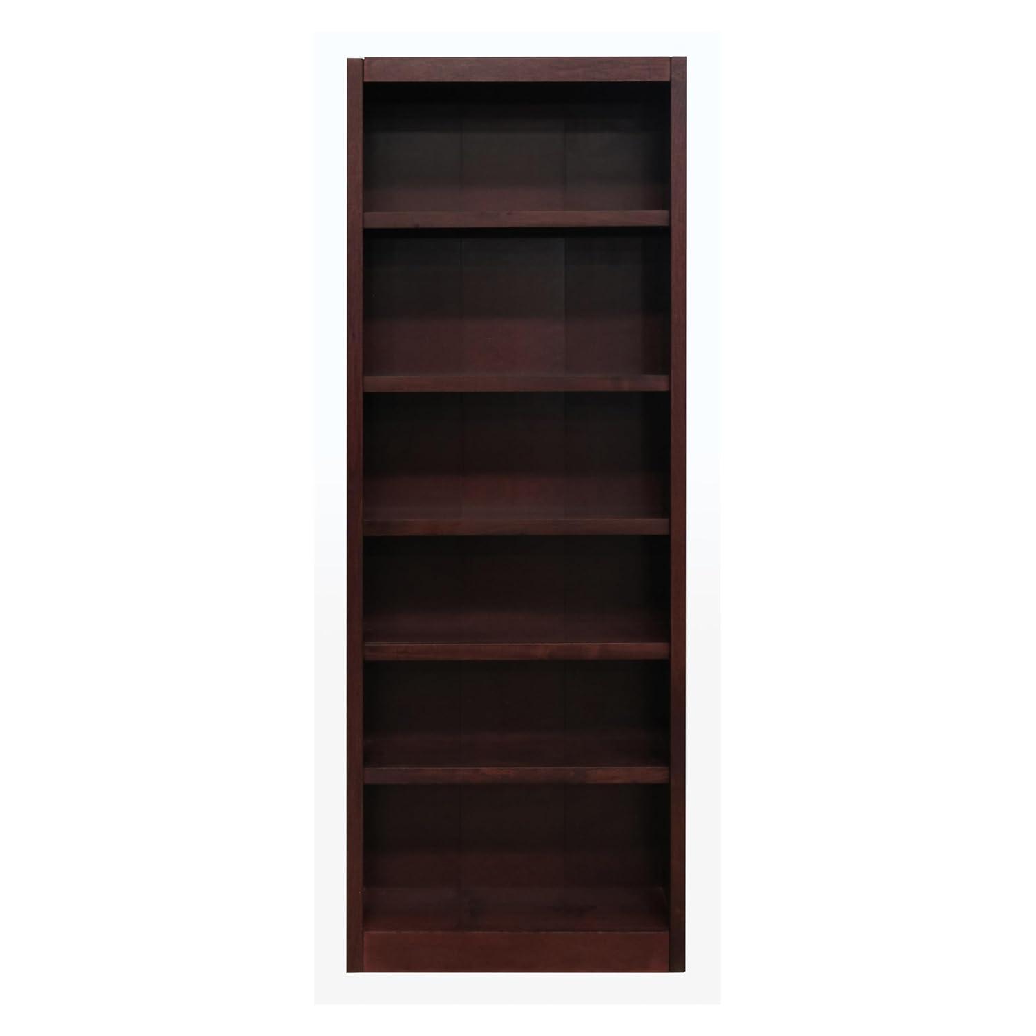 Concepts in Wood 6 Shelf Wood Bookcase, 84 inch Tall - Espresso Finish