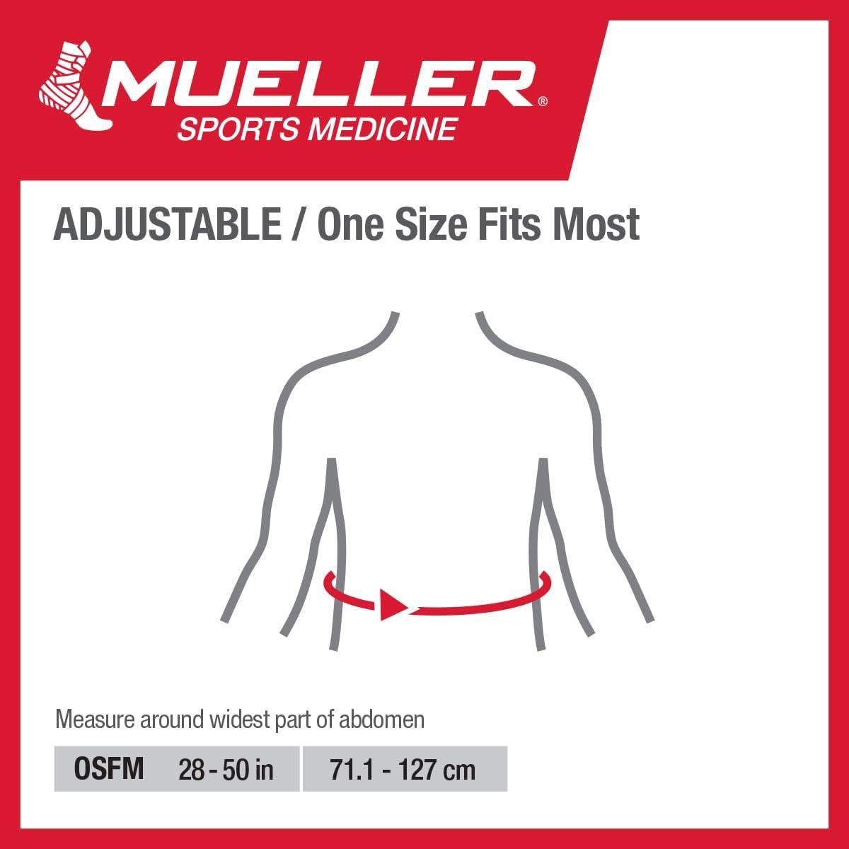 MUELLER Sports Medicine Adjustable Lumbar Back Brace with Removable Pad, Back Pain Relief Support for Men and Women, Ideal for Upper and Lower Back Pain, Sciatica, Scoliosis, Black