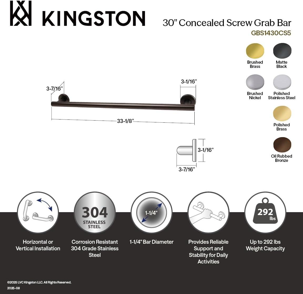 Kingston Brass Kingston Brass Berwyn Grab Bar GBS1430CS5