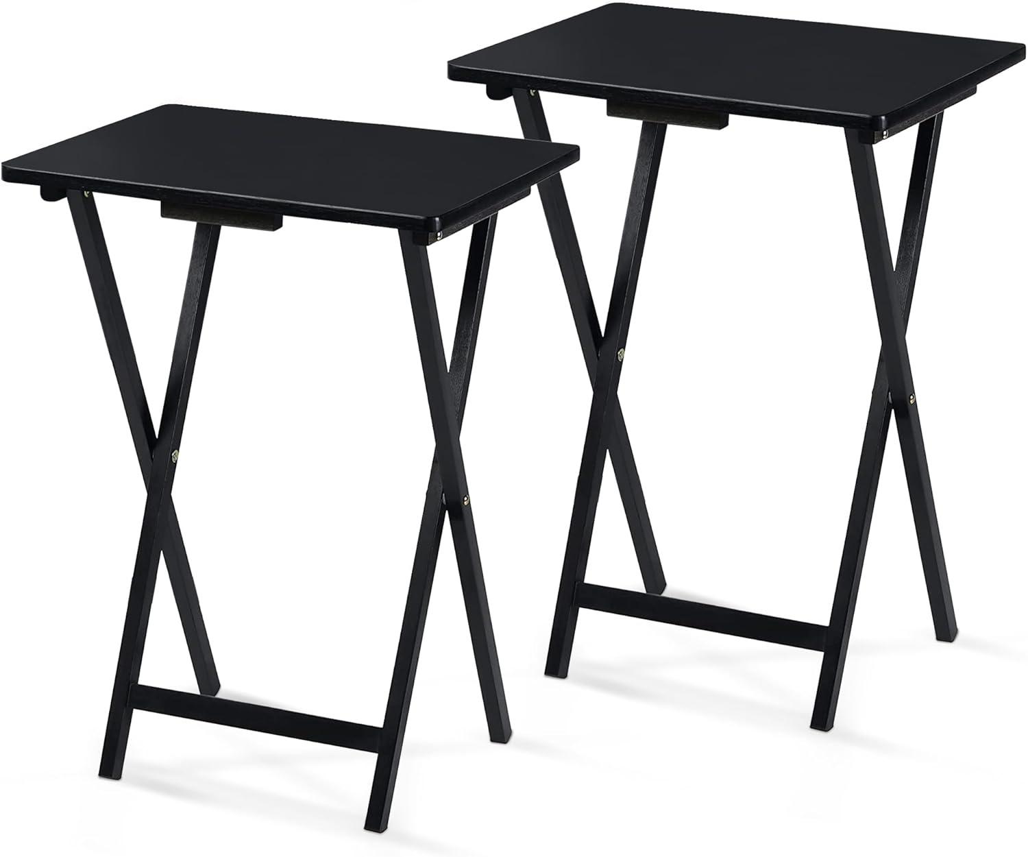 PJ Wood 19.09'' Solid Wood Rectangular Portable Folding Table (Set of 2)