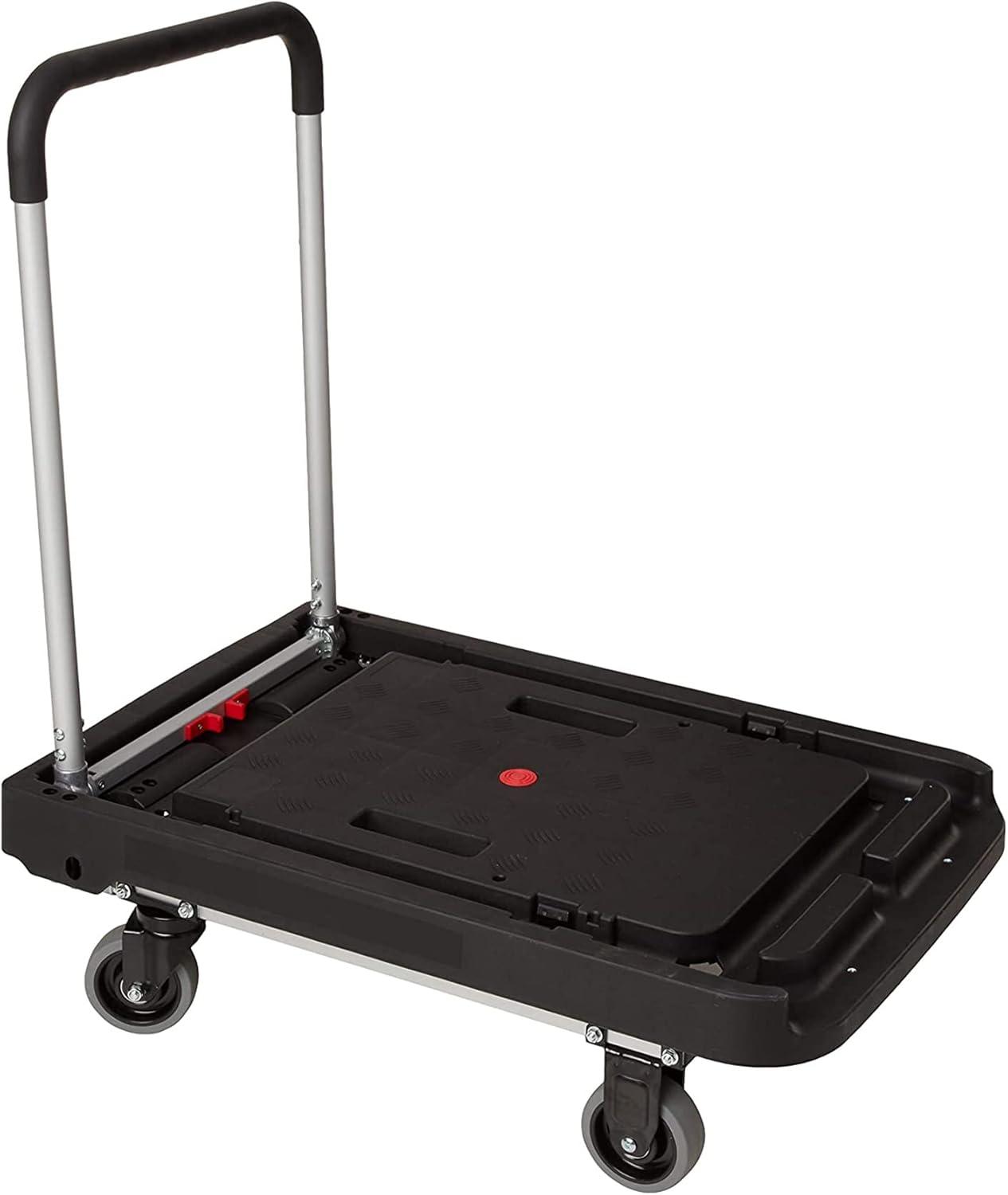 Magna Cart FF 4 Rubber 360 Degree Rotating Wheel Easy Folding Platform Transport Cart with Telescoping 36 Inch Handle