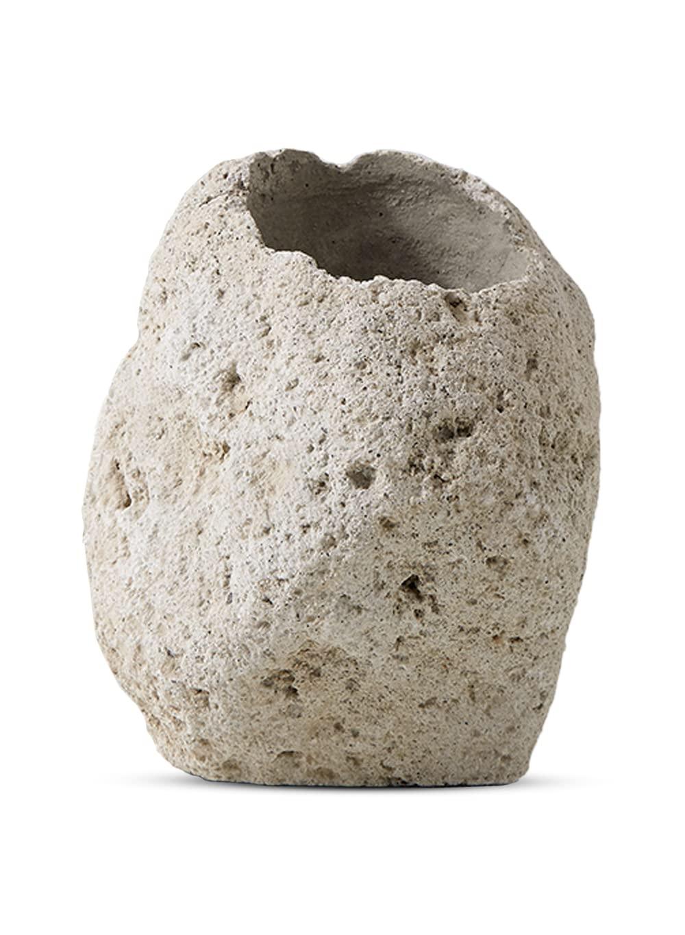 Serene Spaces Living Chunky Pumice Stone Vase, Textured Lava Rock Vase for Flowers, Plants - Perfect for Living Rooms, Kitchens, Bedrooms, Office, Weddings, Events (Pack of 1)