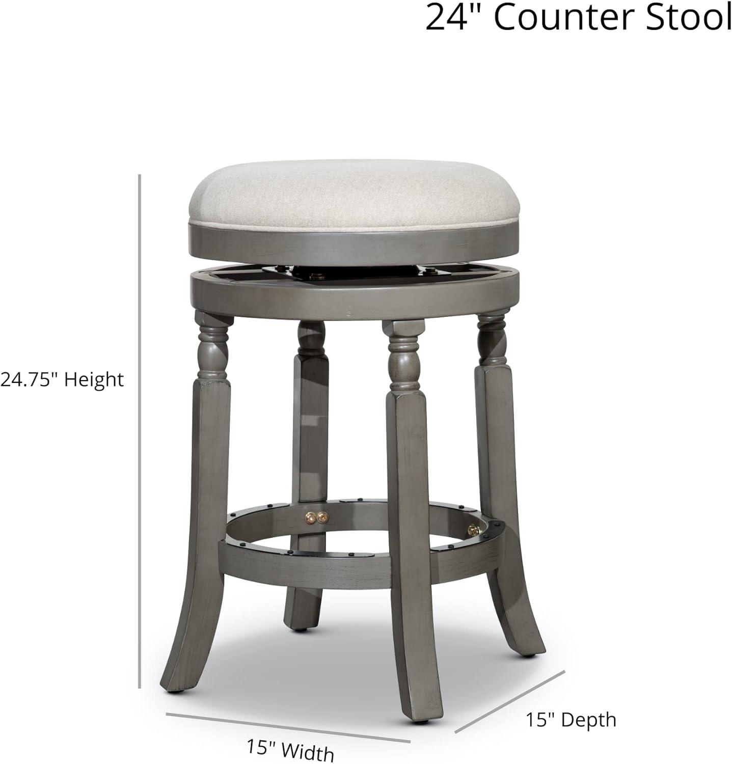 Flared Leg Charcoal Fabric 24" Swivel Saddle Stool in Weathered Gray