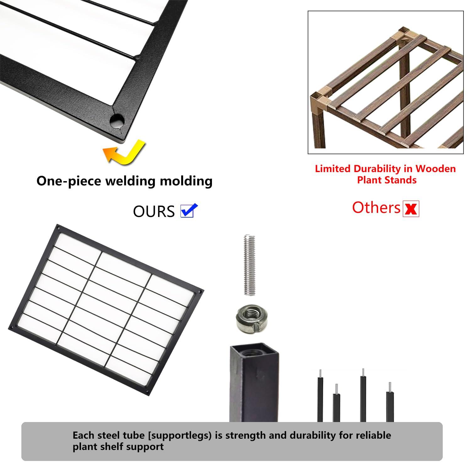 3 tier Plant Stand Indoor Metal Plant Stands Outdoor Tiered Plant Shelf for Multiple Plants, 8 Tiers Plant Rack Holder Garden Shelves Flower Stand for Living Room Patio Corner (8 Tiers-A)
