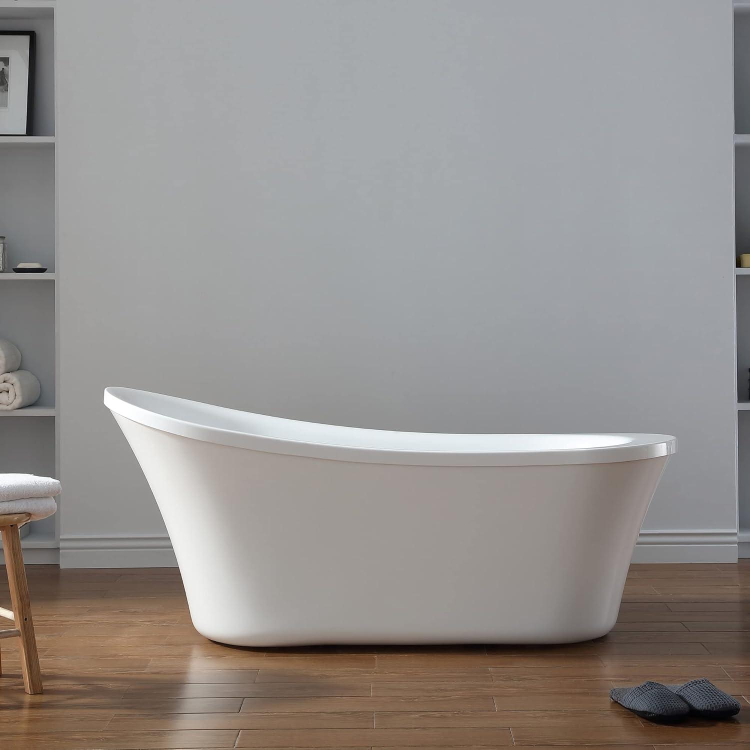 Ruby 65'' x 29.13'' Freestanding Soaking Acrylic Bathtub