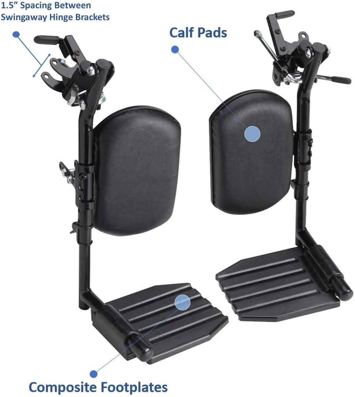 Black Adjustable Wheelchair Legrests with Padded Calf Pads