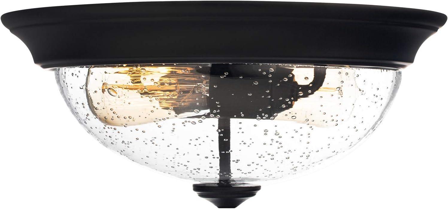 Prominence Home 51381 Designer Series Flushmount Lighting, 13" Seeded Glass, Low Profile, Bronze