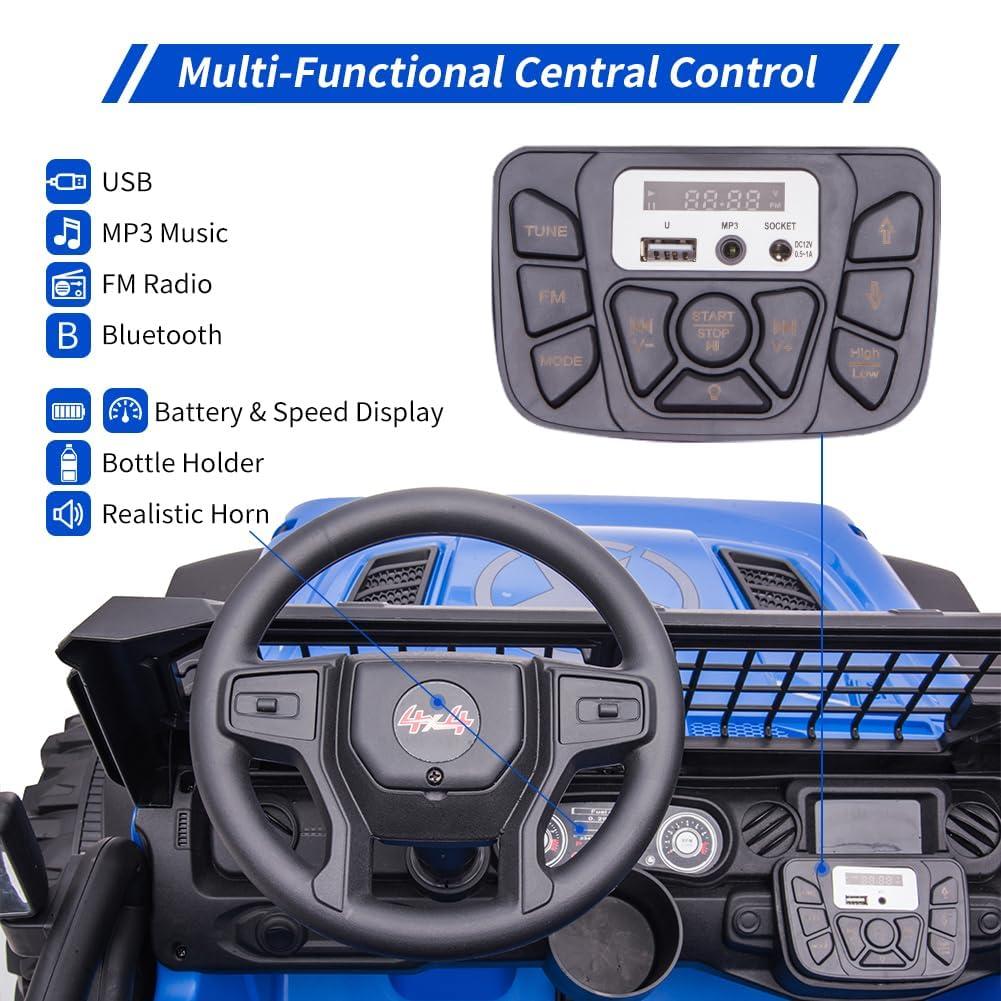 Blue 24V Kids Ride-On Truck with Remote Control