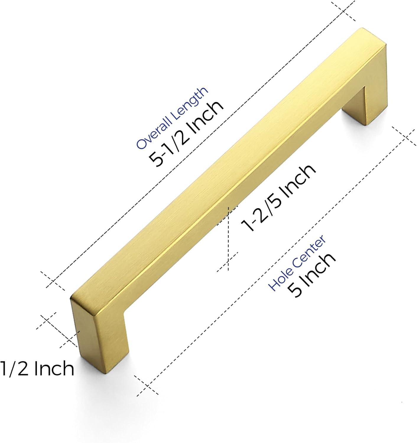 Ravinte 30 Pack 5 Inch Stainless Steel Cabinet Handles Square Cabinet Pulls Brushed Brass Cabinet Hardware Kitchen Cabinet Drawer Pulls Come with Screwdriver