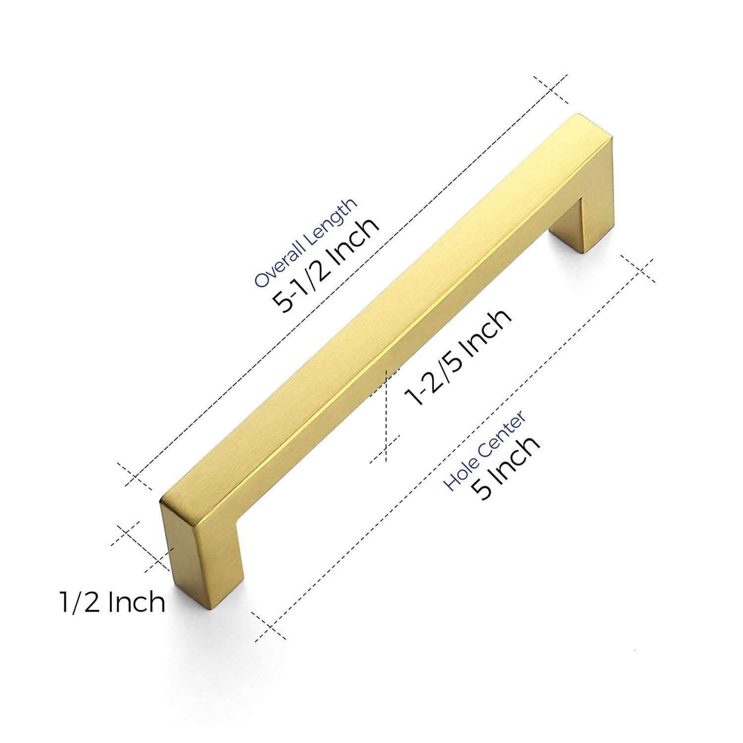 Ravinte 30 Pack 5 Inch Stainless Steel Cabinet Handles Square Cabinet Pulls Brushed Brass Cabinet Hardware Kitchen Cabinet Drawer Pulls Come with Screwdriver