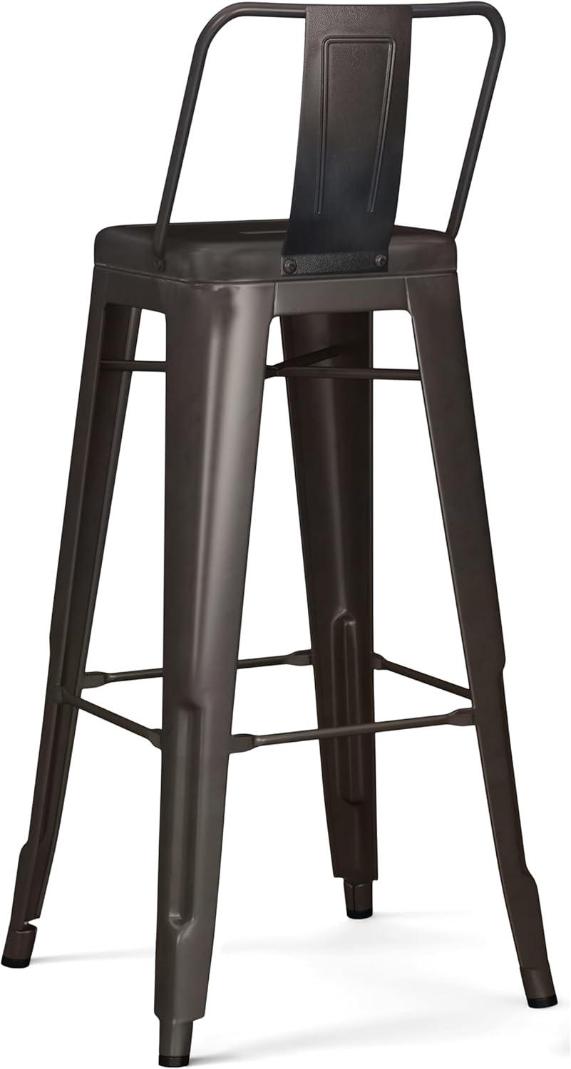 Simpli Home Rayne 30" Industrial Metal Bar Stool in Gun Metal Gray (Set of 2)