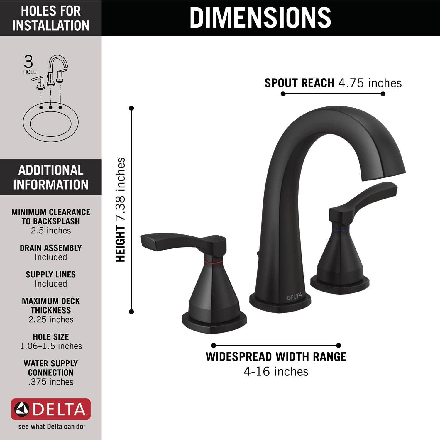 Modern Ascend 16" Widespread Stainless Steel Bathroom Faucet with Drain