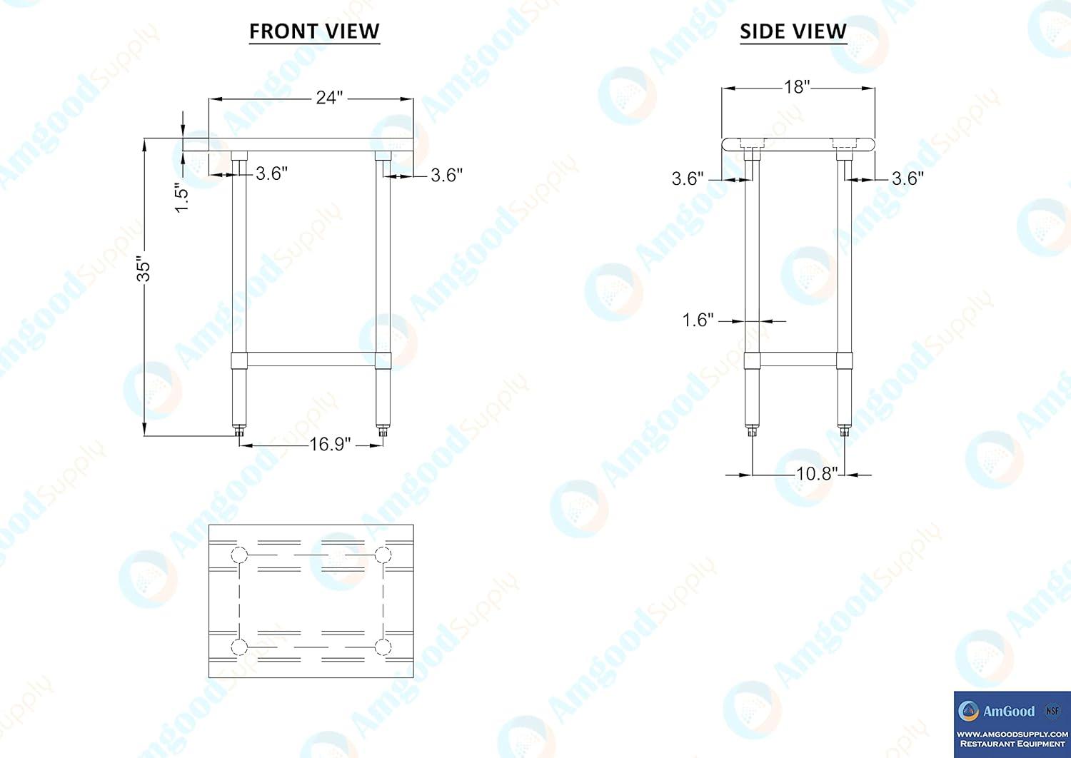 Stainless Steel Table with Undershelf. Metal Prep Table. NSF.