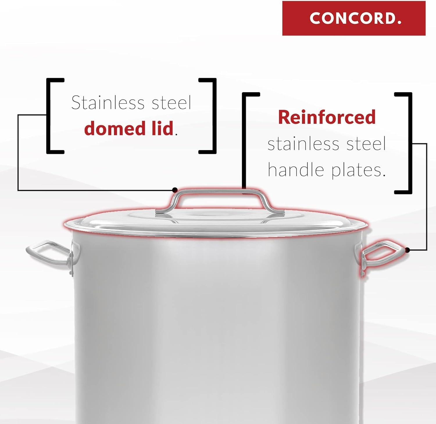 CONCORD Stainless Steel Stock Pot w/Steamer Basket. Cookware great for boiling and steaming (24 Quart)