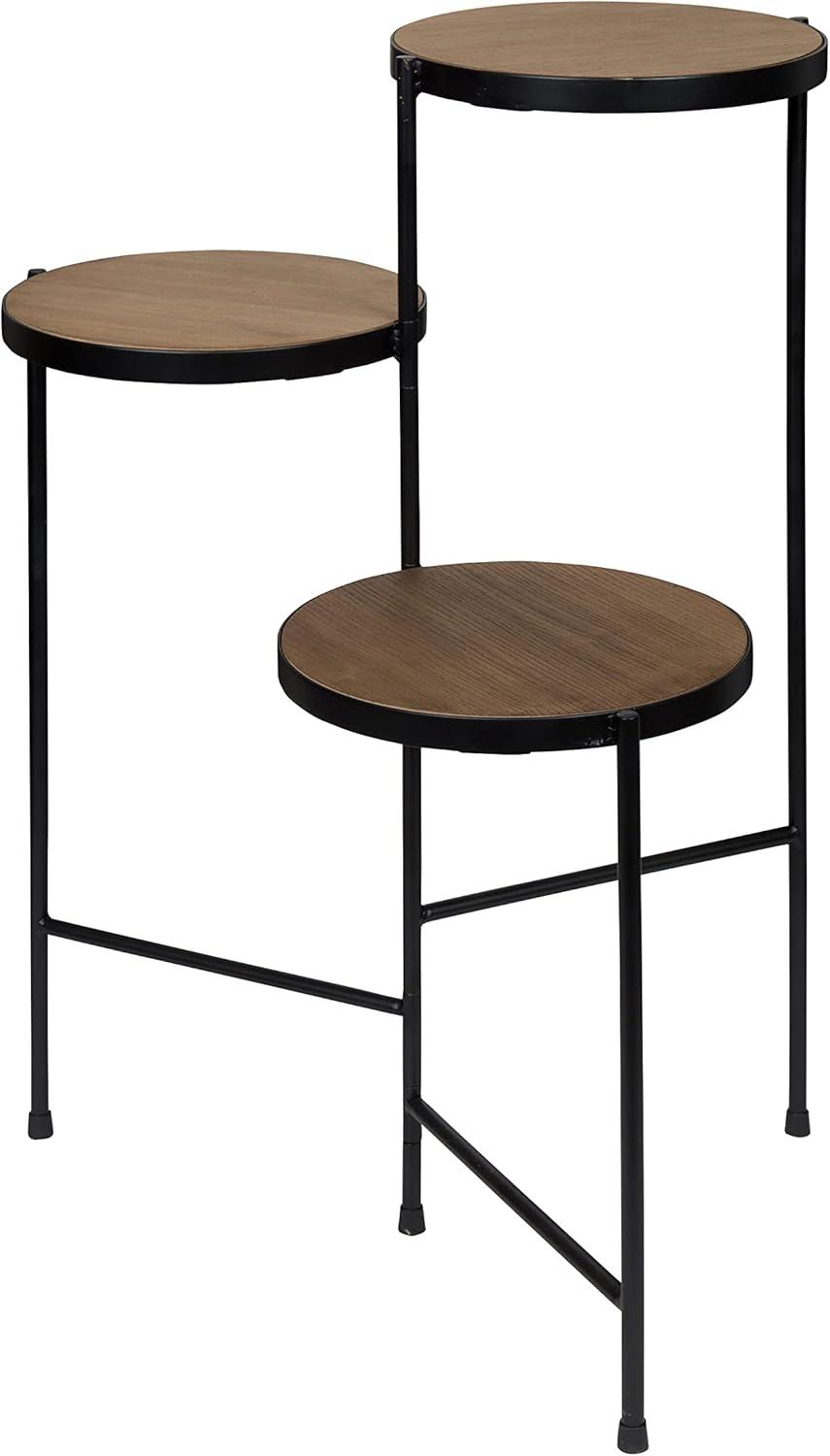 Kate and Laurel Fields Round Metal Plant Stand, 17x22x30, Black
