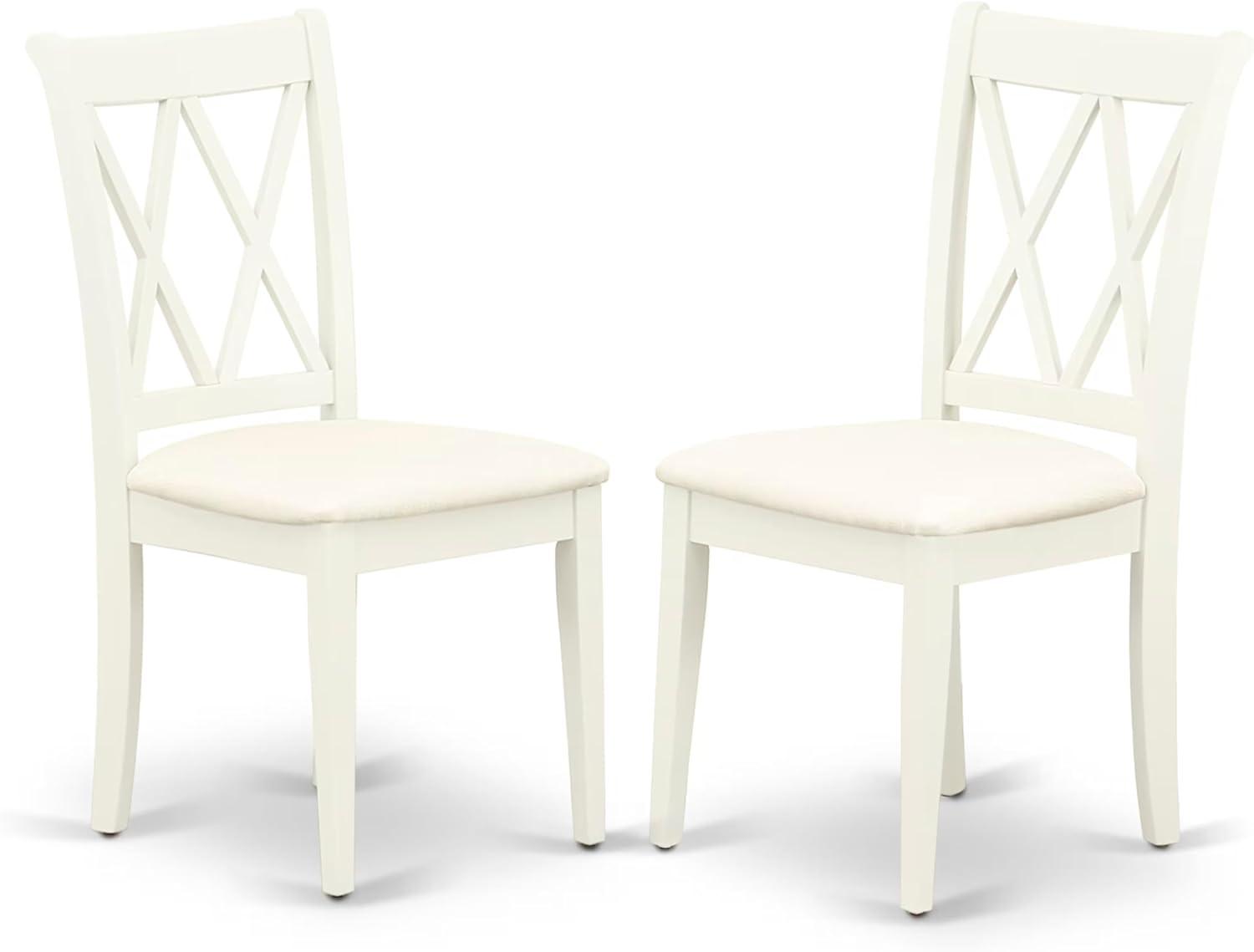 East West Furniture Antique 3-piece Double X-Back Chair and Table Set in White