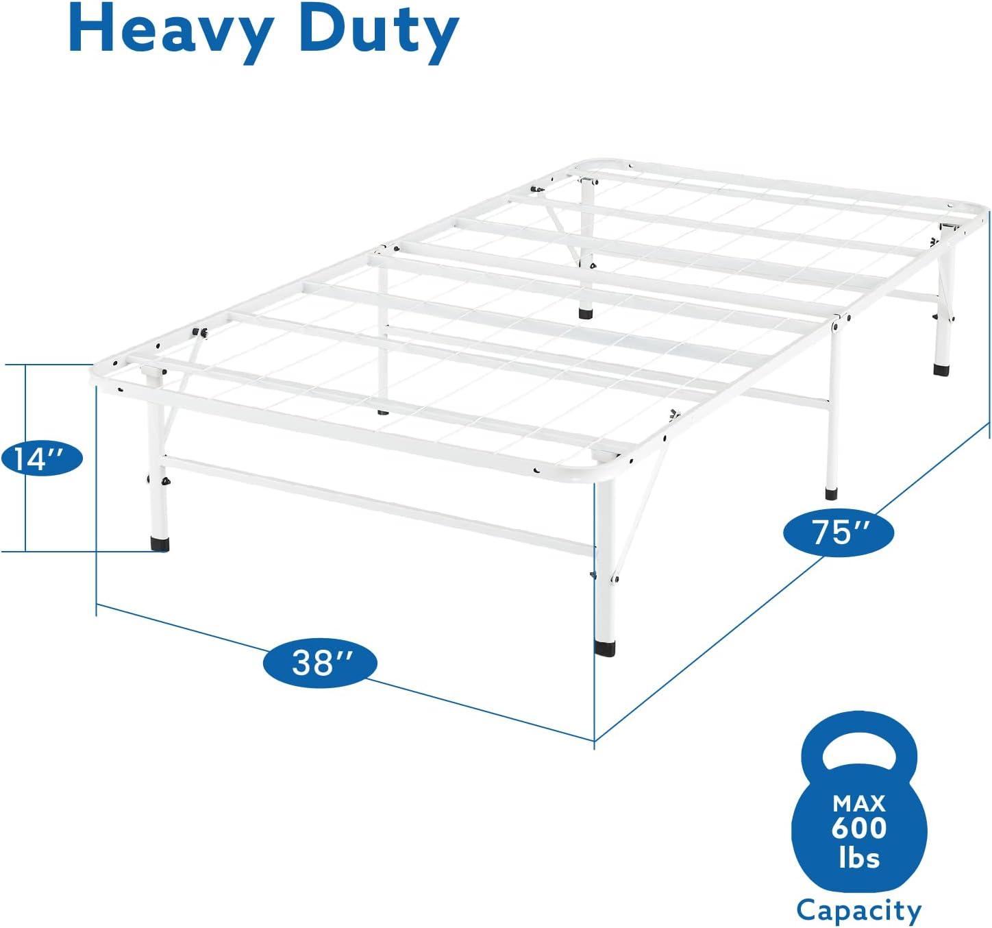 Muscoy 14" Foldable Steel Bed Frame, No Box Spring Needed, Underbed Storage , Easy Assembly