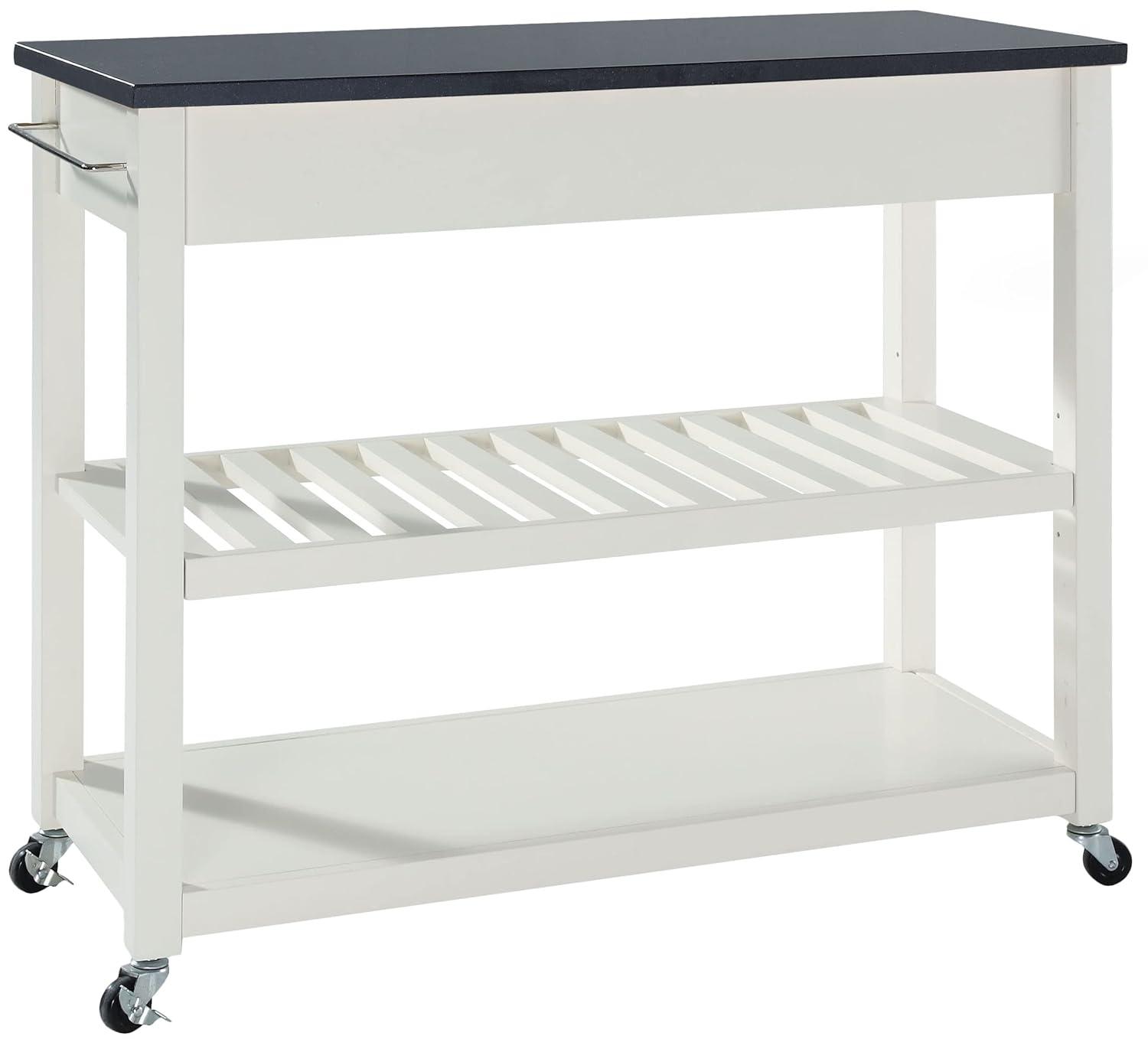 Granite Top Kitchen Prep Cart White/Black - Crosley