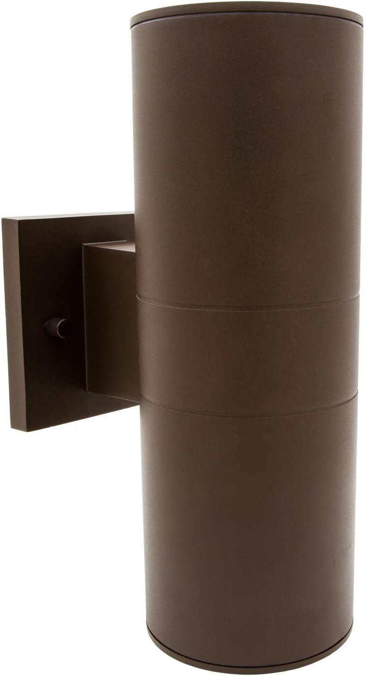 Brown Cylinder LED Outdoor Wall Sconce with Clear Glass