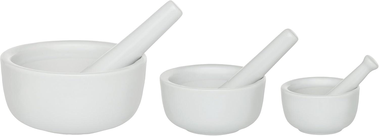 White Porcelain Mortar and Pestle Set of 3