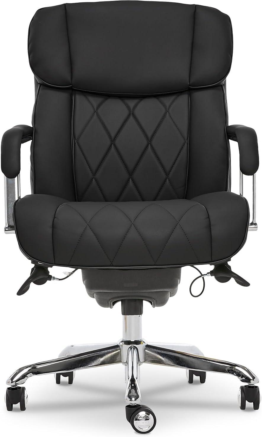 Sutherland Quilted Leather Office Chair with Padded Arms - La-Z-Boy