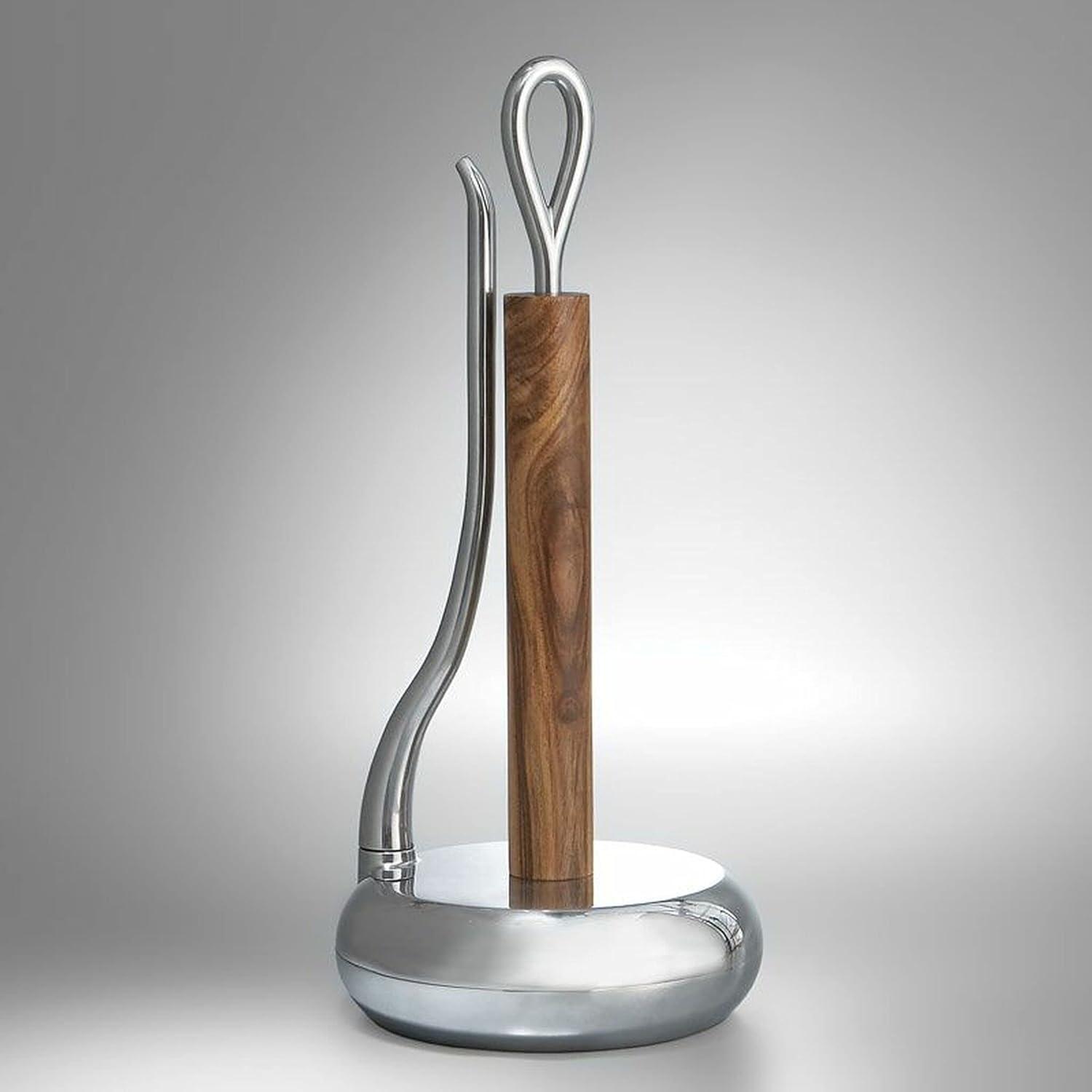 Nambe Alloy and Acacia Wood Loop Towel Holder