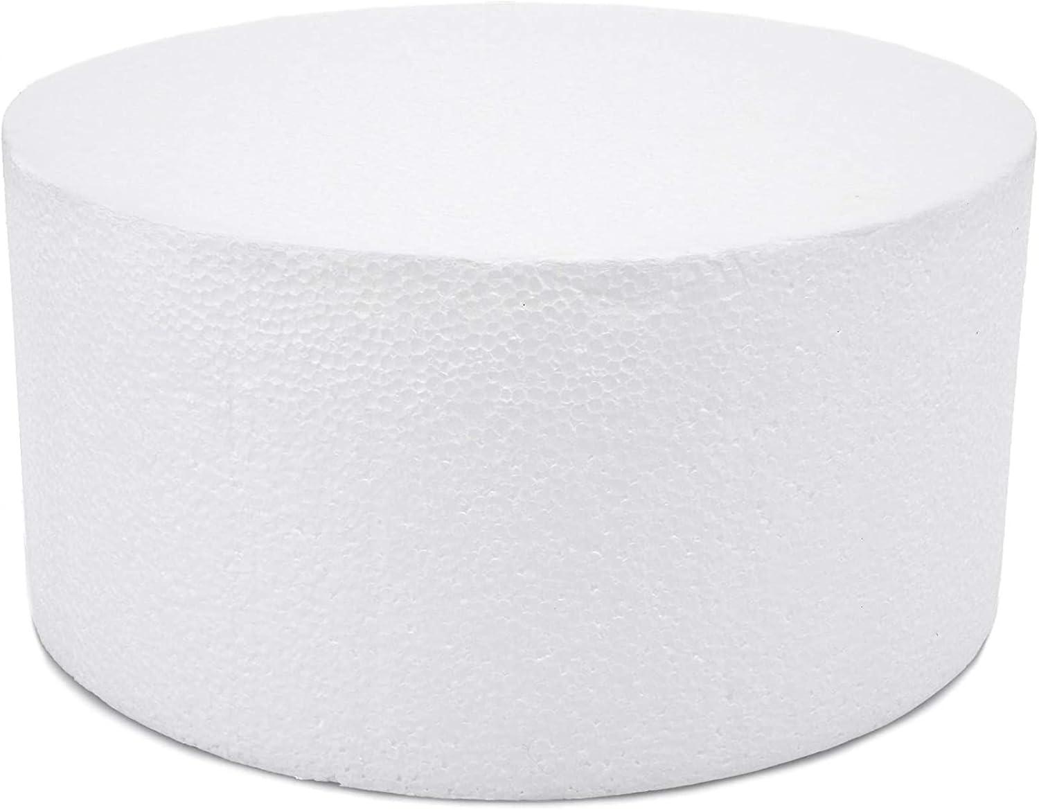 8 Inch Round Cake Dummy, Foam Cake Form (White, 8x4 Inches)