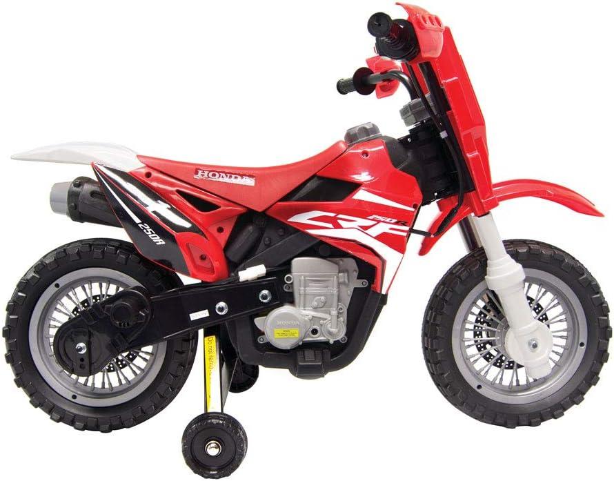 Homestock Beachy Beauty 6V Honda Dirt Bike For Kids, Red - 14" X 21" X 32", Max Speed 3 Mph, Ages 2-5, 55 Lb Capacity